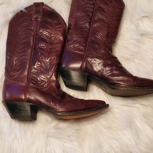Vintage Justin Burgundy Leather Boots Size 7.5 B
